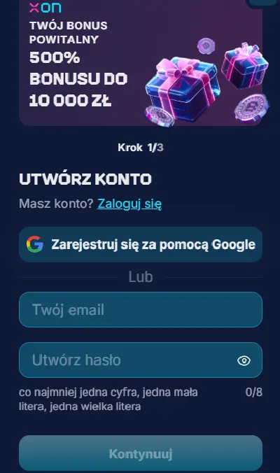 Logowanie do konta gracza w Xonbet Casino